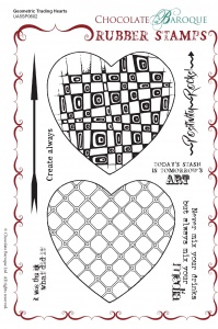 Geometric Trading Hearts Rubber Stamp sheet - A5